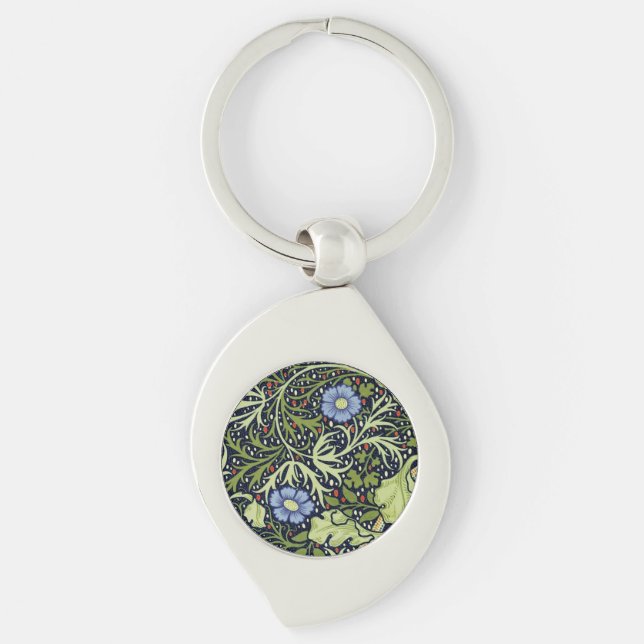 William Morris Seaweed Antike Blume Schlüsselanhänger (Vorderseite)