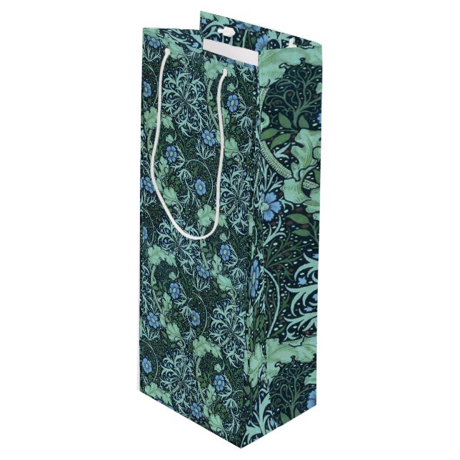 William Morris Seaweed Pattern Geschenktüte Für Weinflaschen (Vorderseite Schrägansicht)