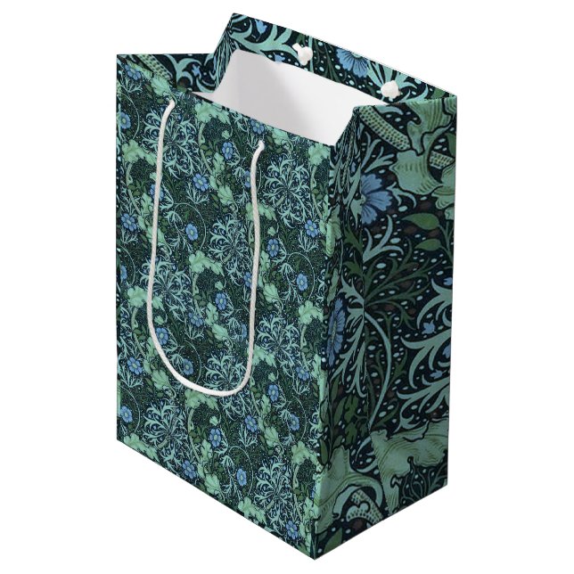 William Morris Seaweed Pattern Mittlere Geschenktüte (Vorderseite Schrägansicht)
