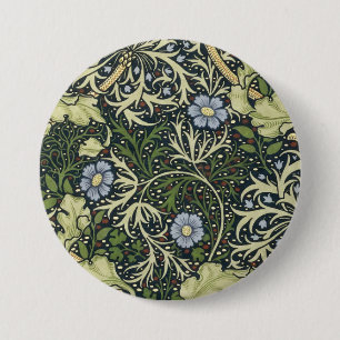 William Morris Seaweed Pattern Vintage Kunst Button
