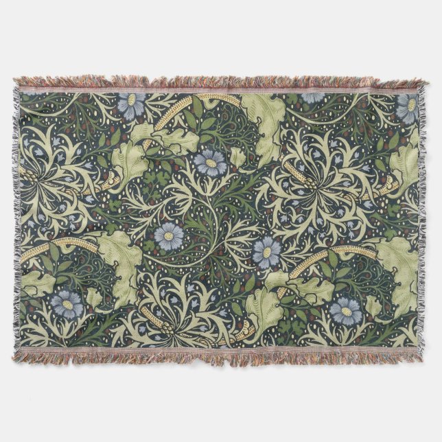 William Morris Seaweed Pattern Vintage Kunst Decke (Vorderseite)
