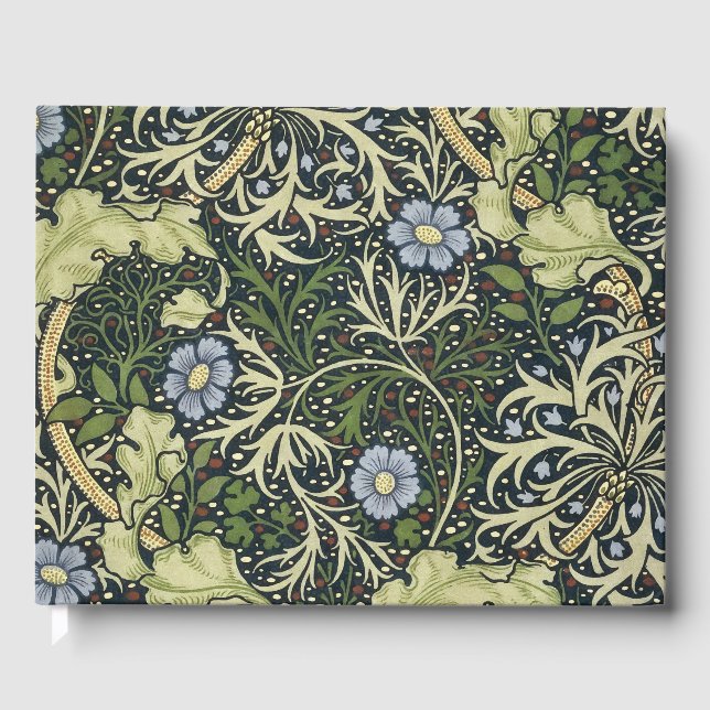 William Morris Seaweed Pattern Vintage Kunst Gästebuch (Vorderseite)