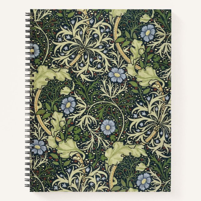 William Morris Seaweed Pattern Vintage Kunst Notizbuch (Vorderseite)