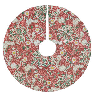 William Morris Seetang Antique Blume Rot Grün Polyester Weihnachtsbaumdecke