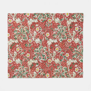 William Morris Seetang Antique Flower Rot Grün Fleecedecke