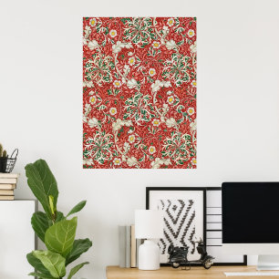 William Morris Seetang Antique Flower Rot Grün Poster