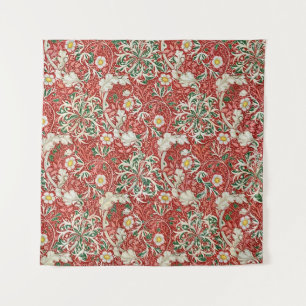 William Morris Seetang Antique Flower Rot Grün Wandteppich