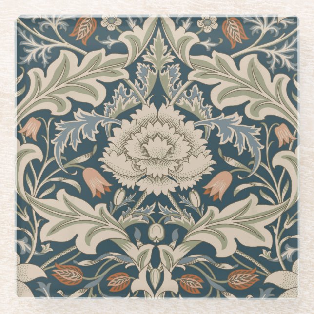William Morris Severn Floral Garden Blume Classic Glasuntersetzer (Vorderseite)
