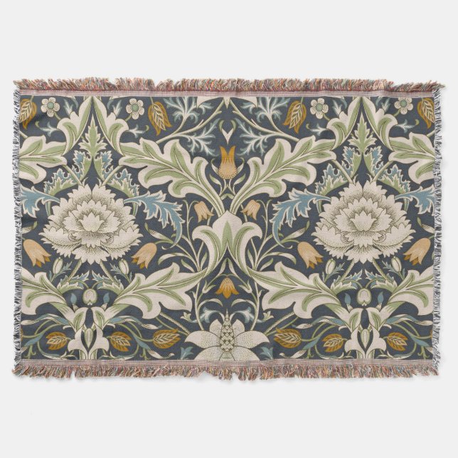 William Morris Severn Navy Blaues Blumenkunstwerk Decke (Vorderseite)
