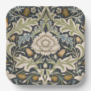 William Morris Severn Navyblaue Blumengestaltung Pappteller