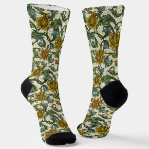 William Morris Single Stem Floral Art Fliese Socken