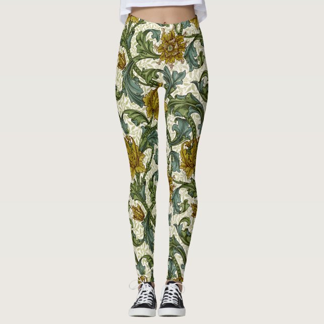William Morris Single Stem Floral Pattern Leggings (Vorderseite)