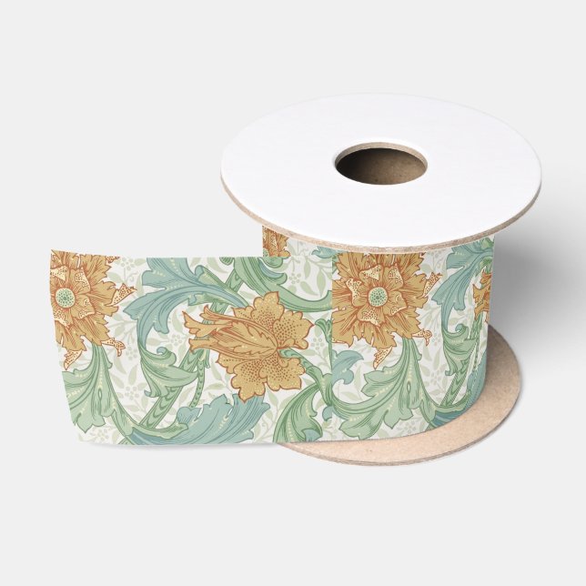 William Morris Single Stem Floral Pattern Satinband (Spule)