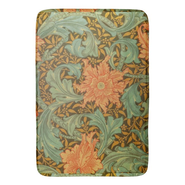 William Morris Single Stem Pattern Art Nouveau Badematte (Vorderseite Vertikal)