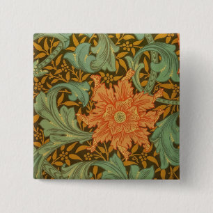 William Morris Single Stem Pattern Art Nouveau Button