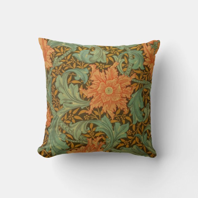 William Morris Single Stem Pattern Art Nouveau Kissen (Vorderseite)