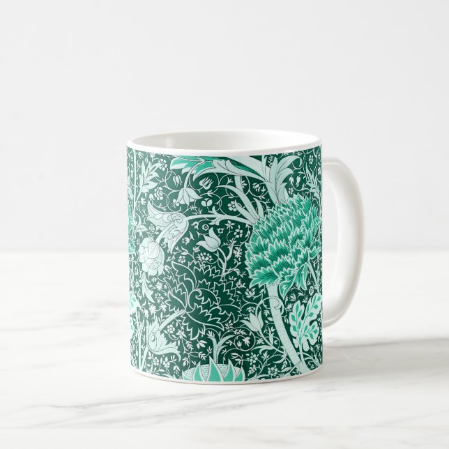 William Morris Smaragdgrünes Blumenmuster Kaffeetasse (VorderseiteRechts)