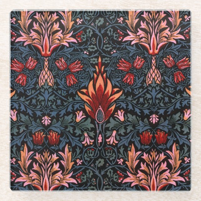 William Morris Snakeshead Dark Pattern Glasuntersetzer (Vorderseite)