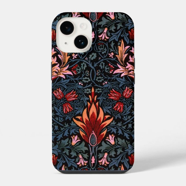 William Morris Snakeshead Dark Pattern iPhone 14 Hülle (Rückseite)