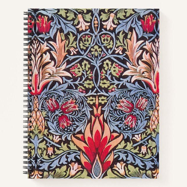 William Morris Snakeshead Floral Art Nouveau Notizbuch (Vorderseite)