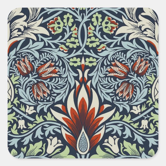 William Morris Snakeshead Floral Classic Botanical Quadratischer Aufkleber (Vorderseite)