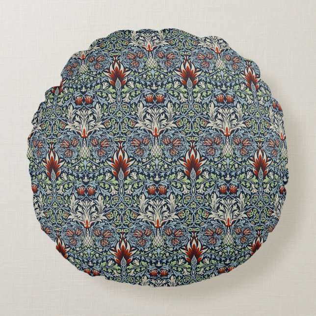 William Morris Snakeshead Floral Classic Botanical Rundes Kissen (Vorderseite)