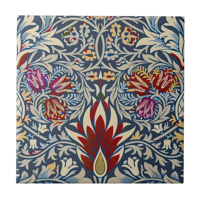William Morris Snakeshead Floral Classic Dark Blue Fliese (Vorderseite)