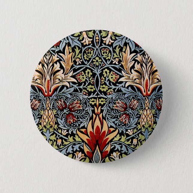 William Morris Snakeshead Floral Pattern Button (Vorderseite)