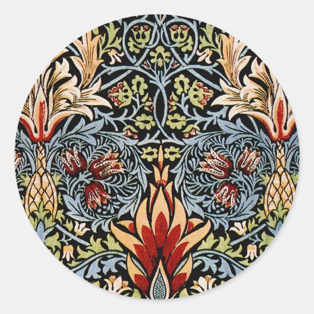 William Morris Snakeshead Floral Pattern Runder Aufkleber (Vorderseite)