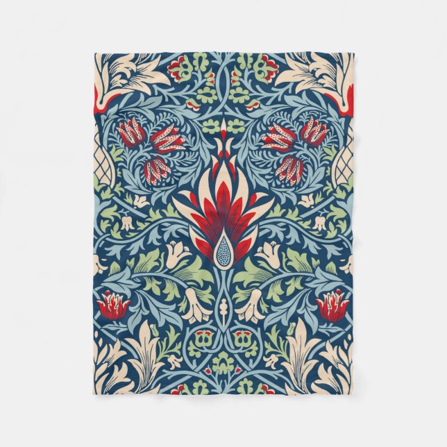 William Morris Snakeshead Fritillary Floral Design Fleecedecke (Vorderseite)