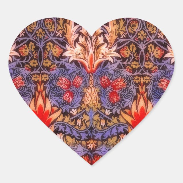 William Morris Snakeshead Vintag Herz-Aufkleber (Vorderseite)