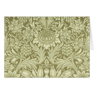 William Morris Sonnenblume Vintage Olive Damast
