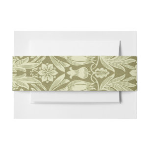William Morris Sonnenblume Vintage Olive Damast Einladungsbanderole