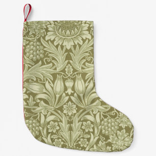 William Morris Sonnenblume Vintage Olive Damast Kleiner Weihnachtsstrumpf