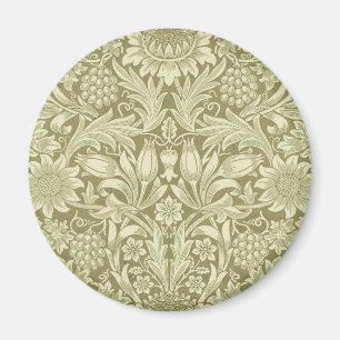 William Morris Sonnenblume Vintage Olive Damast Magnet