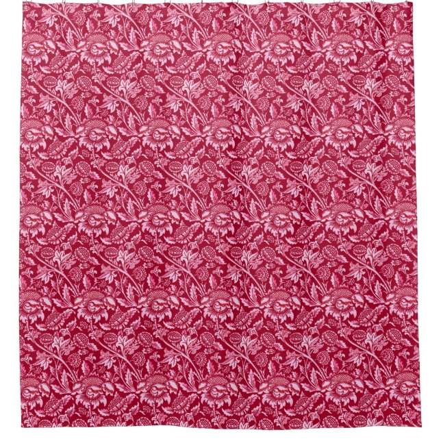 William Morris Sonnenblumen, Burgund und Pink Duschvorhang (Vorderseite)