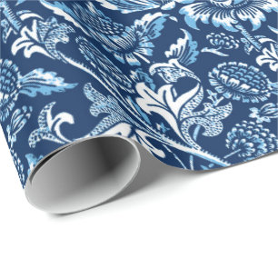 William Morris Sonnenblumen, Dunkelblau und Weiß Geschenkpapier