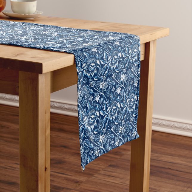 William Morris Sonnenblumen, Dunkelblau und Weiß Kurzer Tischläufer (Beispiel)