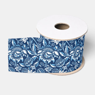 William Morris Sonnenblumen, Dunkelblau und Weiß Ripsband