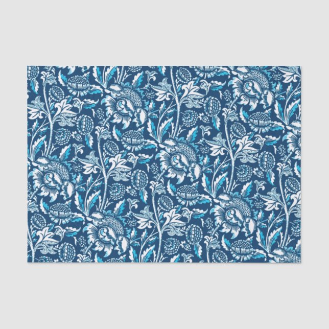 William Morris Sonnenblumen, Dunkelblau und Weiß Seidenpapier (Vorderseite)