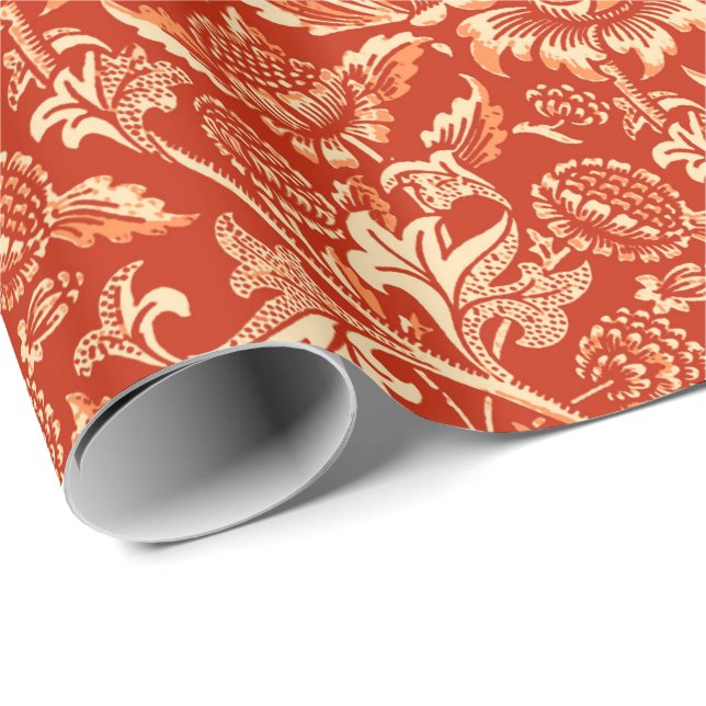 William Morris Sonnenblumen, Mandarin Orange Geschenkpapier (Rolleneckpunkt)