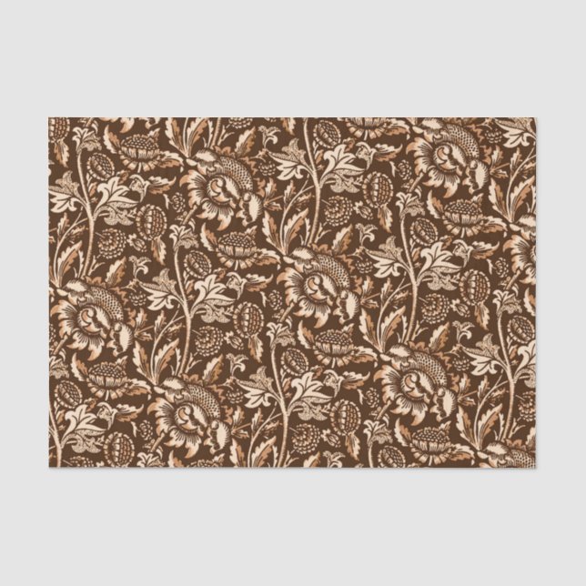 William Morris-Sonnenblumen, schokoladenbraun u. Seidenpapier (Vorderseite)