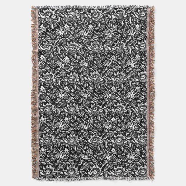 William Morris Sonnenblumen, schwarz, weiß und gra Decke (Vorderseite Vertikal)