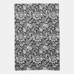 William Morris Sonnenblumen, schwarz, weiß und gra Geschirrtuch