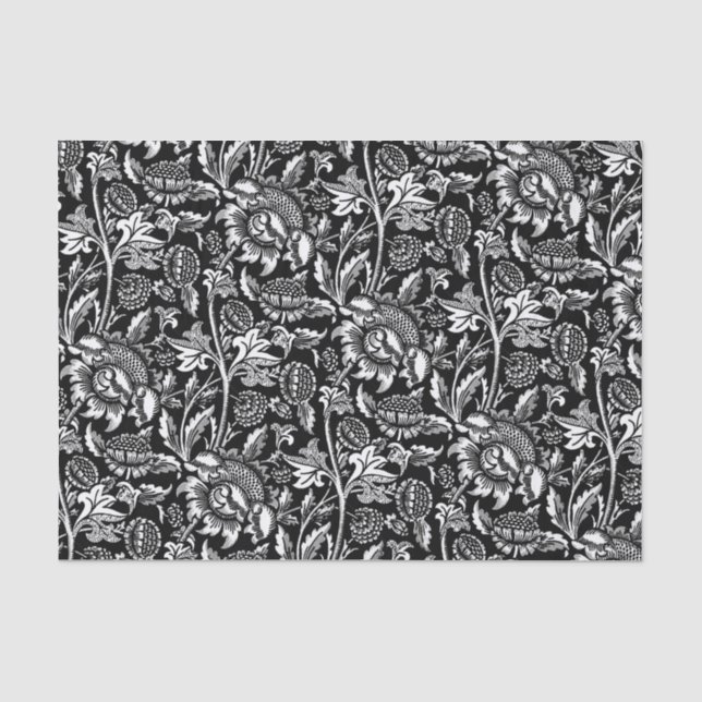 William Morris-Sonnenblumen, Schwarzweiss Seidenpapier (Vorderseite)