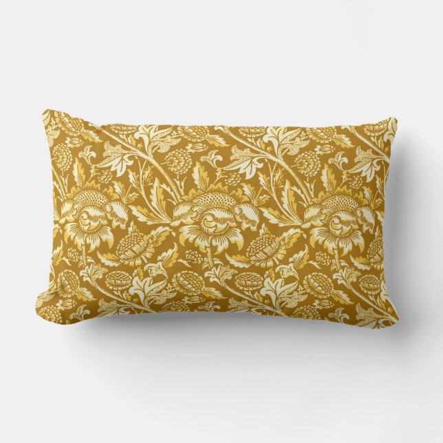 William Morris-Sonnenblumen, Senf-Gelb/Gold Lendenkissen (Vorderseite)