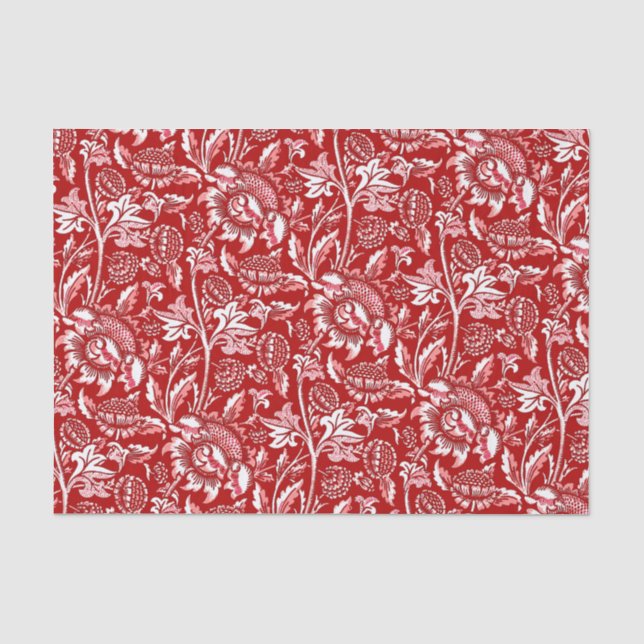 William Morris-Sonnenblumen, tiefrot und weiß Seidenpapier (Vorderseite)
