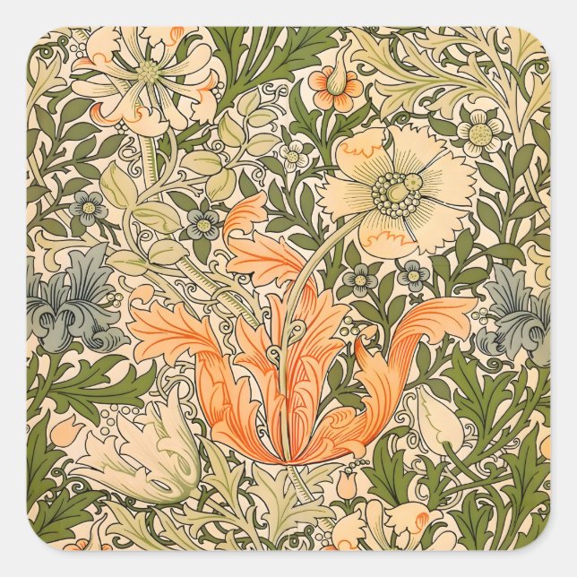 William Morris Spring Compton Blumenfest Quadratischer Aufkleber (Vorderseite)
