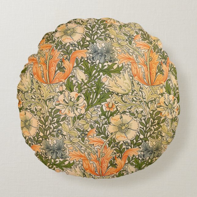 William Morris Spring Compton Blumenfest Rundes Kissen (Vorderseite)