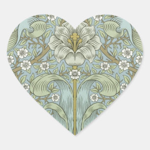 William Morris Spring Thicket: Antique Floral Herz-Aufkleber